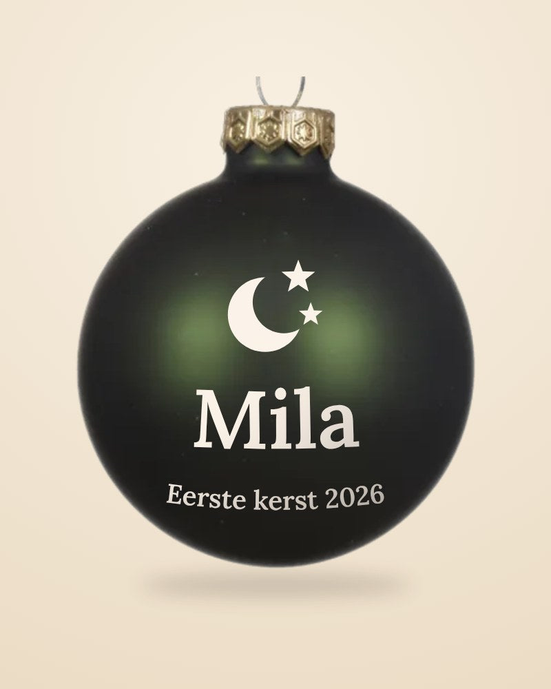 Kerstbal eerste kerst baby met maan en sterren